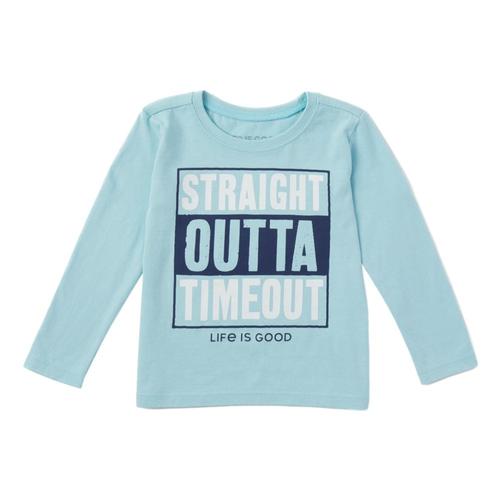 Life is Good Toddler Straight Outta Timeout Long Sleeve Crusher Tee Beachblue