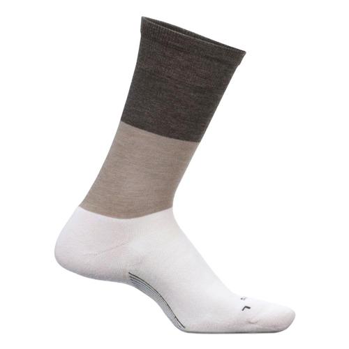 Feetures Women's Everyday Mod Block Cushion Crew Socks Oatmeal
