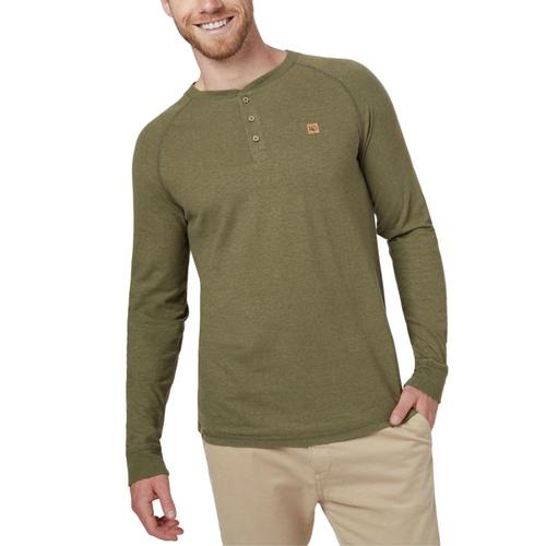 tentree Men's Boulder Long Sleeve Henley Mossgrn