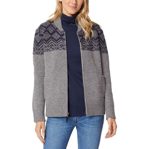 Pendleton Women's Mosaic Yoke Zip Front Sweater Grey_73746