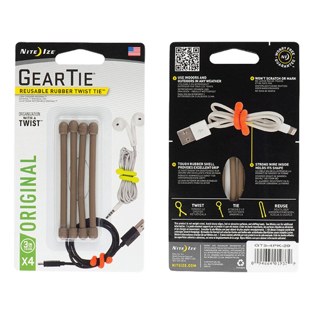 Nite Ize Gear Tie Reusable Rubber Twist Tie - 3in 4-Pack COYOTE