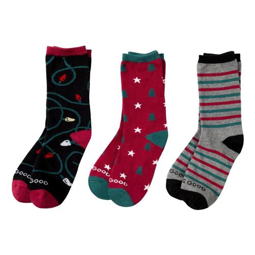 Life is Good Women's Holiday Crew Socks - 3-Pack Holiday