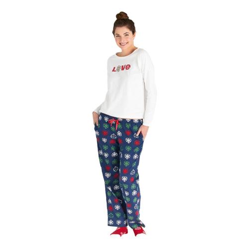 Life is Good Women's Holiday Heart Snowflakes Classic Sleep Pants Darkestblue
