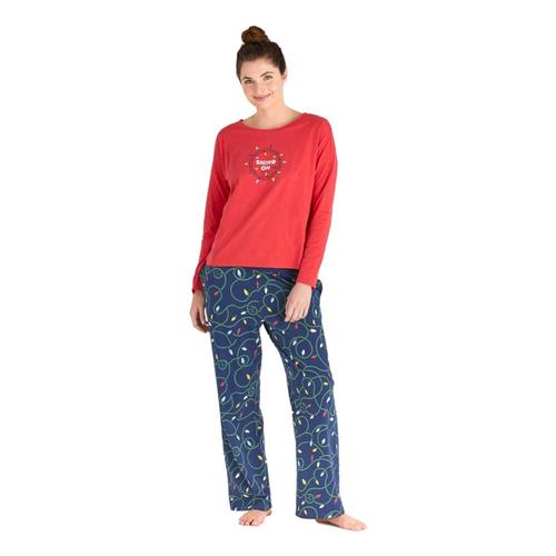 Life is Good Women's String Lights Snuggle Up Sleep Pants Darkestblue