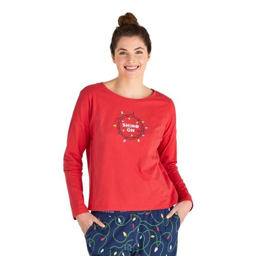 Life is Good Women's Shine On Snuggle Up Relaxed Sleep Long Sleeve Top Americana