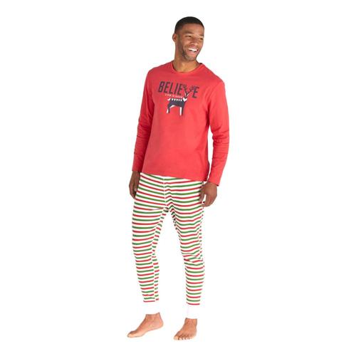 Life is Good Men's Holiday Stripe Holiday Squad Thermal Sleep Pants Cloudwhite