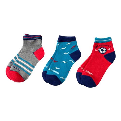 Life is Good Boys Just Kickin' It Soccer Quarter Socks 3pk Redkickin