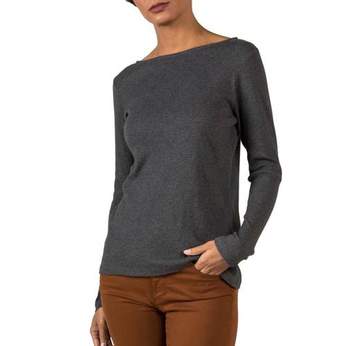 Indigenous Designs Women's Organic Essential Rib Boatneck Tee Charcoal