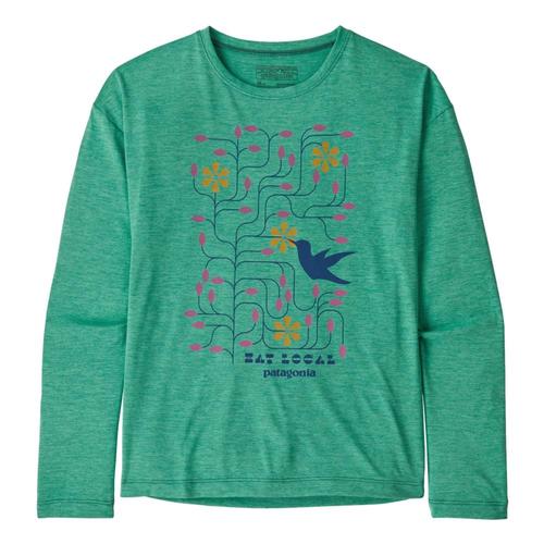 Patagonia Girls Long-Sleeved Capilene Cool Daily T-Shirt Green_epgx