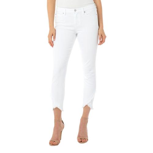 Liverpool Women's Abby Skinny Crop Front Scallop Hem Jeans White_105