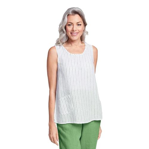 FLAX Women's Pocket Tank Top Ivystripe