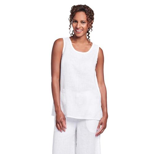 FLAX Women's Generous Pocket Tank Top White