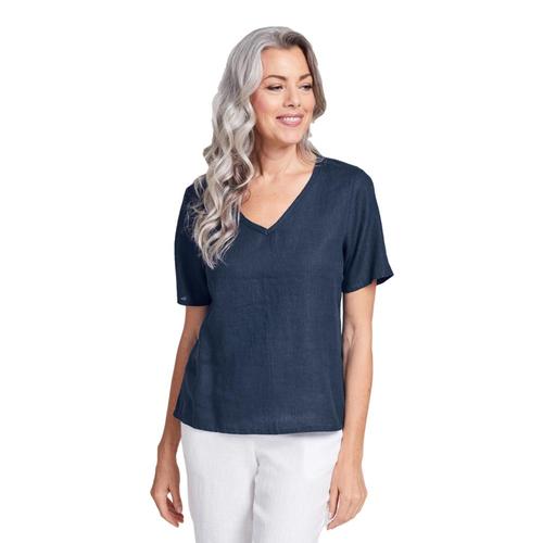 FLAX Women's Generous Crop V Top Bluenight