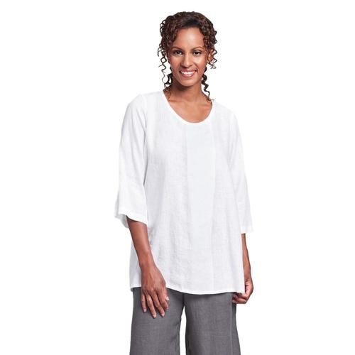 FLAX Women's Generous Tucked Tunic Top White