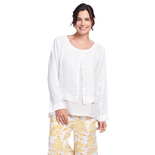 FLAX Women's Generous Day Cardi Top White