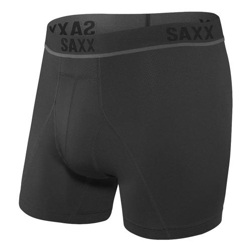 SAXX Men's Kinetic Light-Compression Mesh Boxer Briefs Blacko_blo