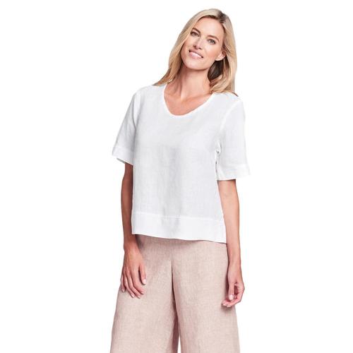 FLAX Women's Generous Linear Crop Shirt Cream