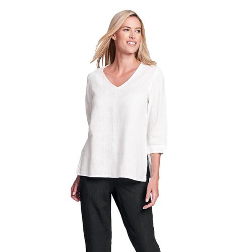 FLAX Women's V Pullover Shirt Cream