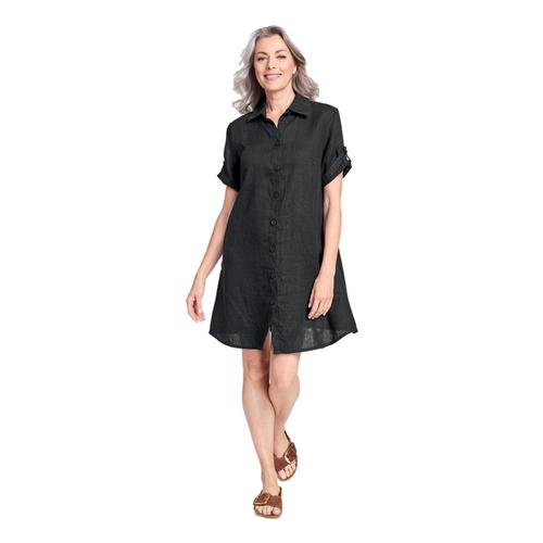 FLAX Women's Generous Work Shirt Dress Black