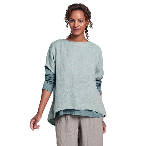 FLAX Women's Back Slit Tee Jadepnm