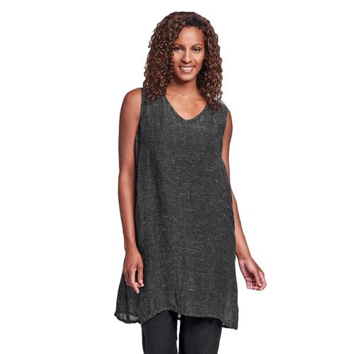 FLAX Women's V-Neck Tunic in Gauze Eclipsegauze