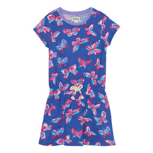 Hatley Girls Butterfly Kaleidoscope Front Pocket Drop Waist Dress Patblue