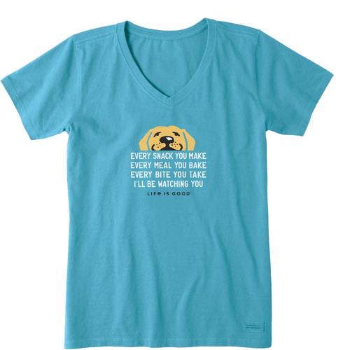 Life is Good Women's I'll Be Watching You Crusher Vee Tee Coastablue