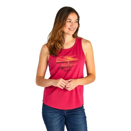 Life is Good Women's Happy Hour High-Low Kayak Crusher Tank Sangriared