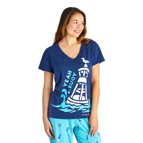 Life is Good Women's Yeah Buoy Snuggle Up Relaxed Sleep Vee Tee Bluebuoy