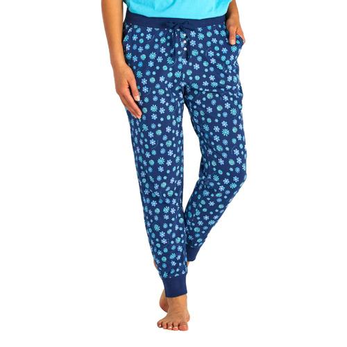 Life is Good Women's Floral Element Print Snuggle Up Sleep Joggers Bluedaisies
