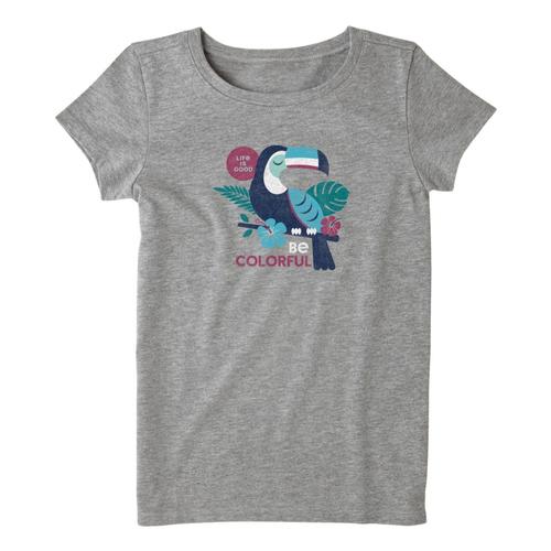Life is Good Girls Colorful Toucan Crusher Tee Hthrgray