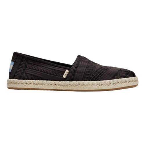 Toms Women's Black Arrow Embroidered Mesh Rope Alpargatas Blk.Arw.Msh