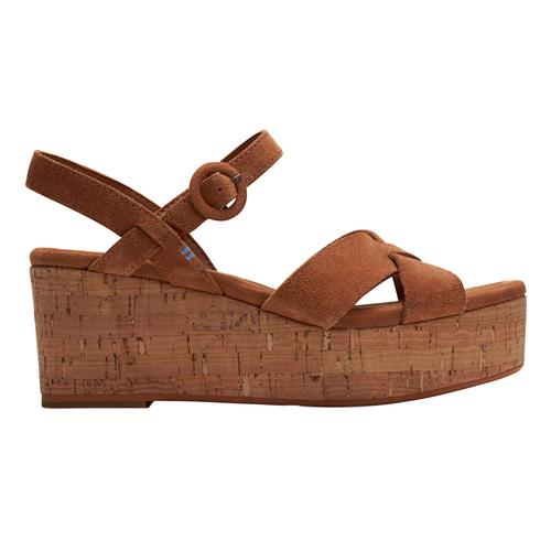 TOMS Women's Carmel Brown Suede Willow Wedges Carmbrn.Sd