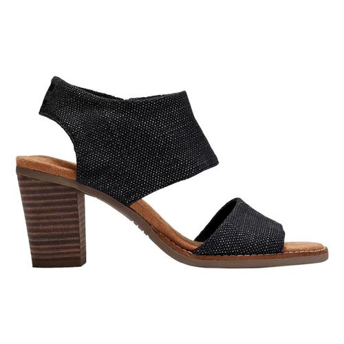 TOMS Women's Black Foil Woven Majorca Cutout Sandals Blk.Fl.Wov