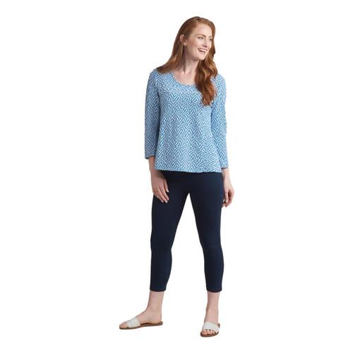 Habitat Women's White Wave Mixed Crew Top Teal