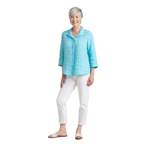 Habitat Women's Windowpane Linen Retro Shirt Oasis