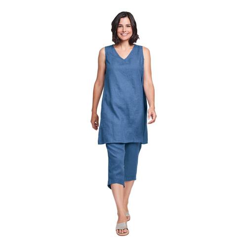 FLAX Women's V-Neck Tunic Ocean