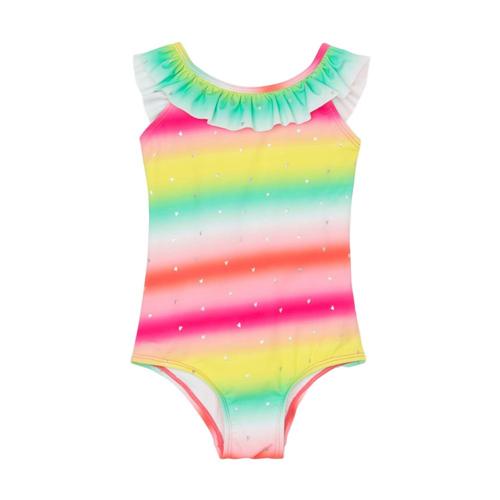 Hatley Girls Shimmer Rainbow Ruffle Sleeve Swimsuit Pinkyrw