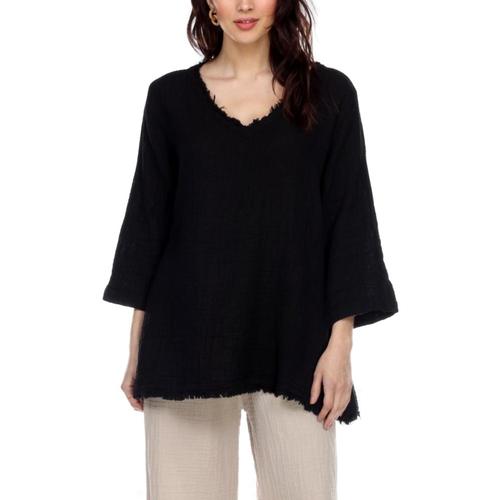 Honest Cotton Women's Frayed Tunic Black