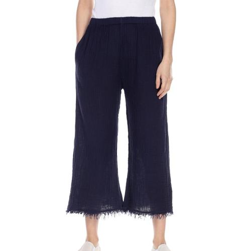 Honest Cotton Women's Frayed Crop Palazzo Pants Navy