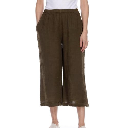 Honest Cotton Women's Crop Palazzo Pants Olive