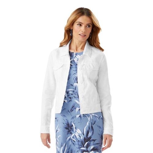 Tommy Bahama Women's Two Palms Linen Raw-Edge Jacket White