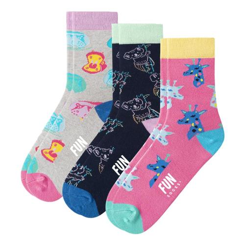 Fun Socks Kids Zoo Animal Socks 3-Pack Zoopink