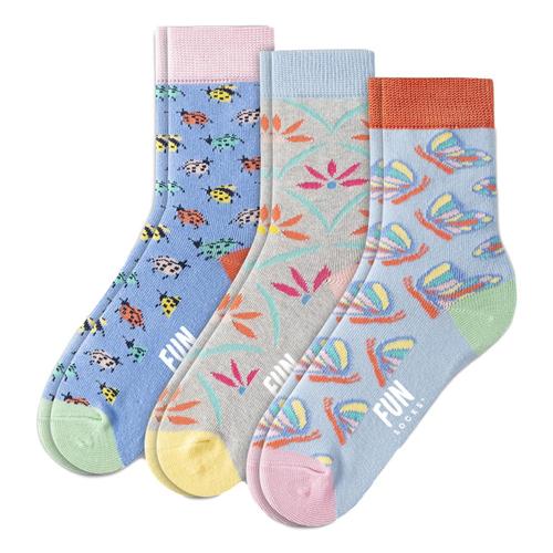 Fun Socks Kids Butterfly Crew Crew Socks - 3 Pack Butterfly