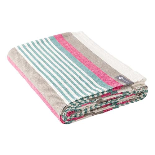 Halfmoon Cotton Yoga Blanket - Beach Stripe Inked_canvas
