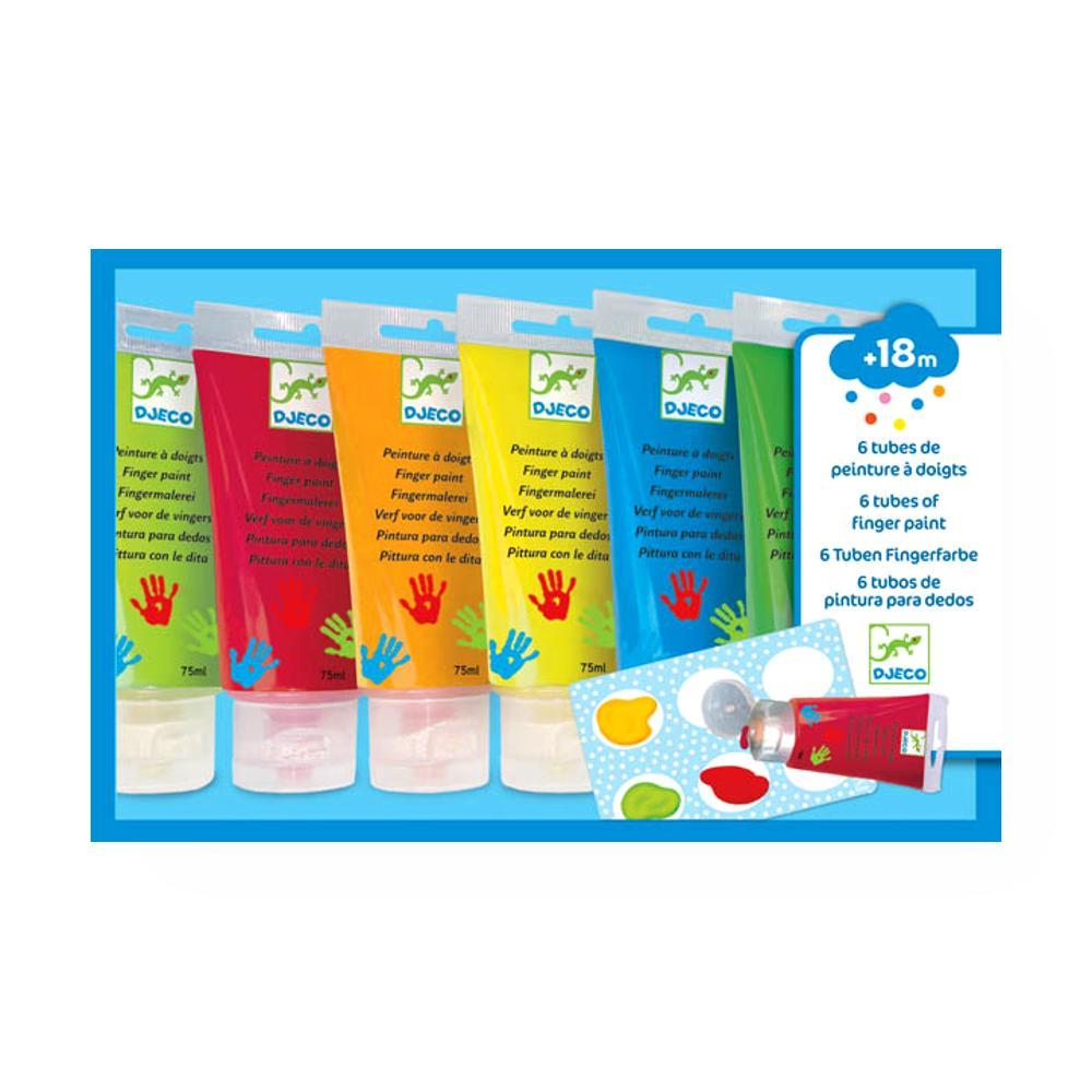 Djeco Art Supplies 6 Finger Paint Tubes - Classic