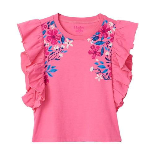 Hatley Girls Summer Blooms Ruffle Tee Gerpink