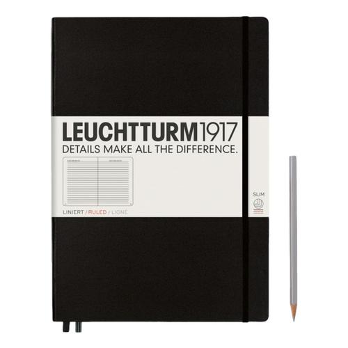 Leuchtturm1917 Hardcover Ruled Master Slim Notebook Black
