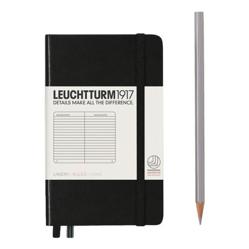 Leuchtturm1917 Hardcover Ruled Pocket Notebook Black