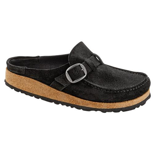 Birkenstock Women's Buckley Suede Leather Clogs - Narrow Black.Sd